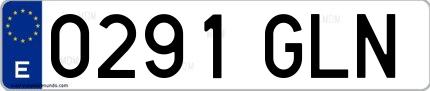 Ejemplo de matrícula española 0291 GLN