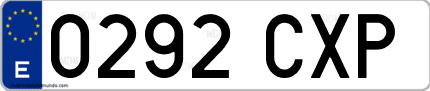 Ejemplo de matrícula de coche ordinaria 0292 CXP