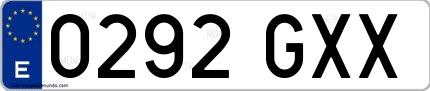 Ejemplo de matrícula española 0292 GXX