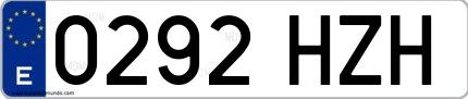 Ejemplo de matrícula española 0292 HZH