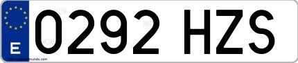 Ejemplo de matrícula española 0292 HZS
