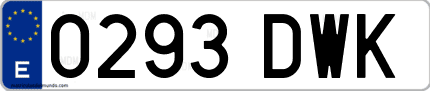 Ejemplo de matrícula de coche ordinaria 0293 DWK