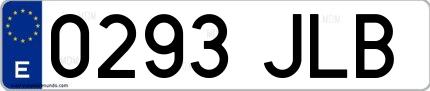 Ejemplo de matrícula española 0293 JLB