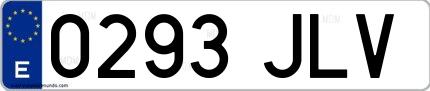 Ejemplo de matrícula española 0293 JLV