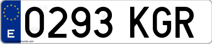 Ejemplo de matrícula de coche ordinaria 0293 KGR