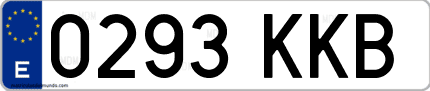 Ejemplo de matrícula de coche ordinaria 0293 KKB