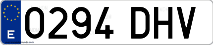 Ejemplo de matrícula de coche ordinaria 0294 DHV