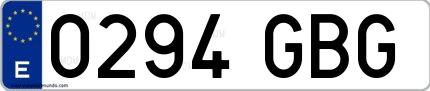 Ejemplo de matrícula española 0294 GBG