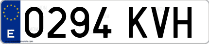 Ejemplo de matrícula de coche ordinaria 0294 KVH