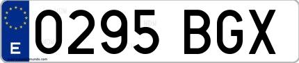 Ejemplo de matrícula española 0295 BGX