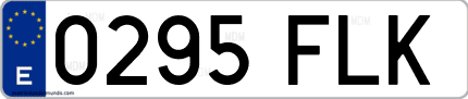 Ejemplo de matrícula de coche ordinaria 0295 FLK