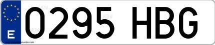 Ejemplo de matrícula española 0295 HBG
