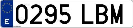 Ejemplo de matrícula española 0295 LBM