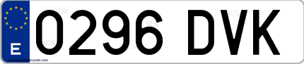 Ejemplo de matrícula de coche ordinaria 0296 DVK