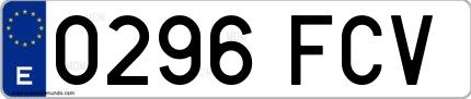 Ejemplo de matrícula española 0296 FCV