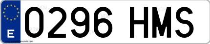 Ejemplo de matrícula española 0296 HMS