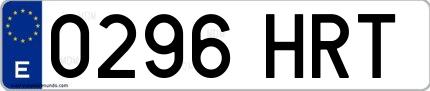 Ejemplo de matrícula española 0296 HRT