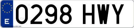 Ejemplo de matrícula de coche ordinaria 0298 HWY
