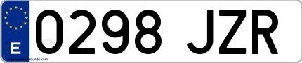 Ejemplo de matrícula española 0298 JZR