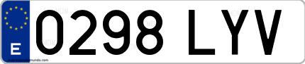 Ejemplo de matrícula de coche ordinaria 0298 LYV