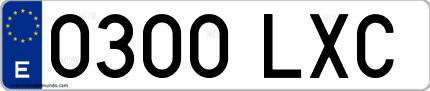 Ejemplo de matrícula de coche ordinaria 0300 LXC