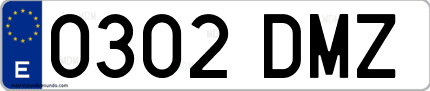 Ejemplo de matrícula de coche ordinaria 0302 DMZ