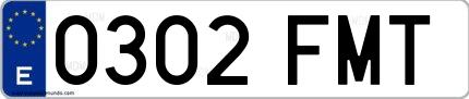 Ejemplo de matrícula española 0302 FMT
