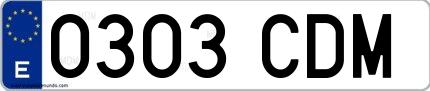 Ejemplo de matrícula española 0303 CDM