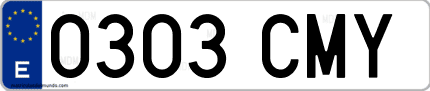 Ejemplo de matrícula de coche ordinaria 0303 CMY