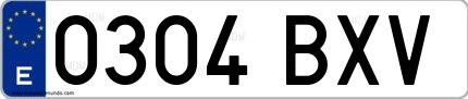 Ejemplo de matrícula española 0304 BXV