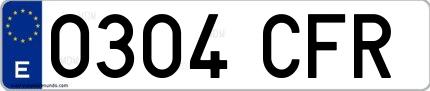 Ejemplo de matrícula española 0304 CFR