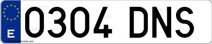 Ejemplo de matrícula española 0304 DNS