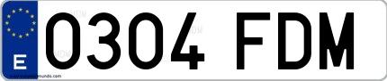 Ejemplo de matrícula española 0304 FDM