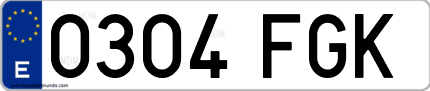 Ejemplo de matrícula de coche ordinaria 0304 FGK