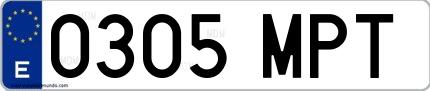 Ejemplo de matrícula española 0305 MPT