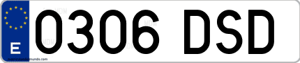 Ejemplo de matrícula de coche ordinaria 0306 DSD
