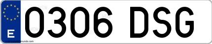Ejemplo de matrícula española 0306 DSG