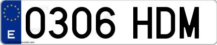 Ejemplo de matrícula española 0306 HDM