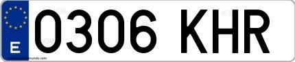 Ejemplo de matrícula española 0306 KHR