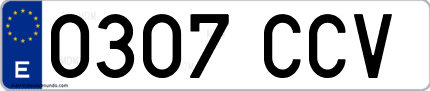 Ejemplo de matrícula de coche ordinaria 0307 CCV