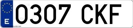 Ejemplo de matrícula española 0307 CKF