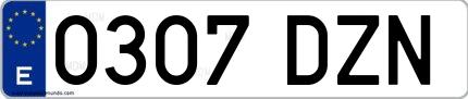 Ejemplo de matrícula española 0307 DZN