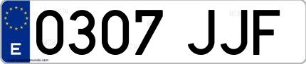 Ejemplo de matrícula española 0307 JJF