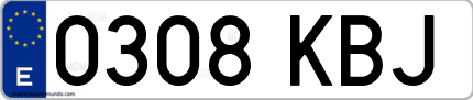 Ejemplo de matrícula de coche ordinaria 0308 KBJ