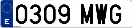 Ejemplo de matrícula de coche ordinaria 0309 MWG
