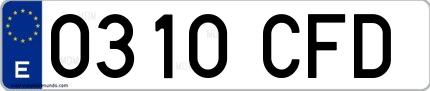 Ejemplo de matrícula española 0310 CFD