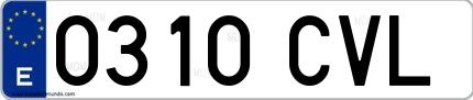 Ejemplo de matrícula española 0310 CVL