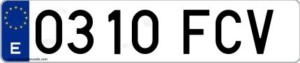 Ejemplo de matrícula española 0310 FCV