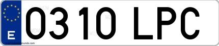 Ejemplo de matrícula española 0310 LPC