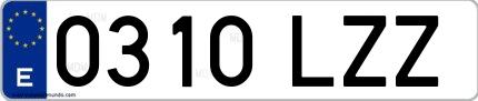 Ejemplo de matrícula española 0310 LZZ